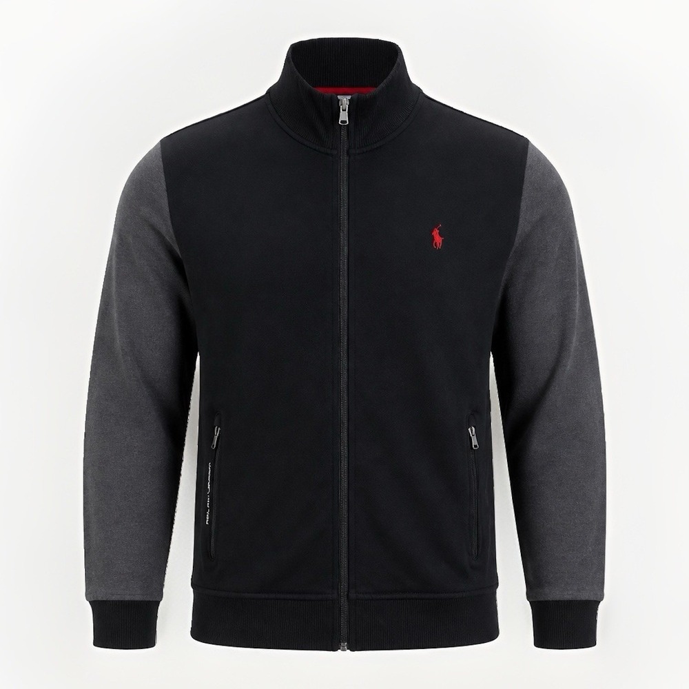 Polo Ralph Lauren Performance Track Jacket Men's XL Black Gray Red